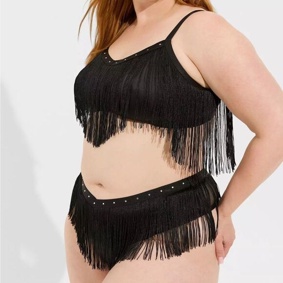 |NWT| TORRID Glam Lurex Fringe Bralette + V Waist Thong Set - Picture 1 of 15